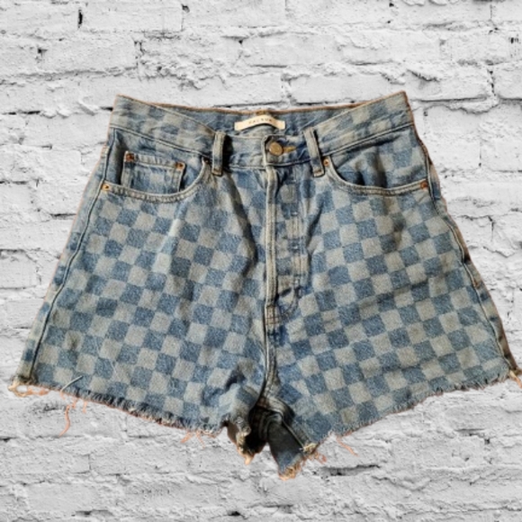 Pac-Sun checkered Jean shorts Y2k - Picture 1 of 2
